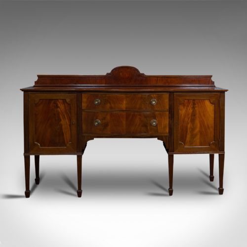fig 1. Antique Bow Front Sideboard, English, Mahogany, Victorian
