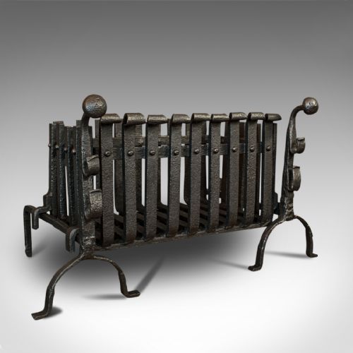 Antique Fire Basket, Andirons, Cast Iron, Fireside, Grate, Fire Dogs, Victorian