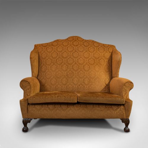 fig 1. Antique Queen Anne Style Sofa, English, Two Seat Settee, Victorian, Circa 1880