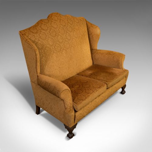 fig 4. Antique Queen Anne Style Sofa, English, Two Seat Settee, Victorian, Circa 1880