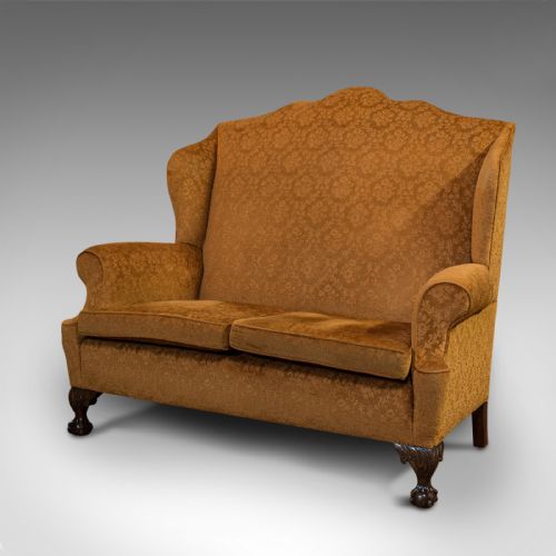 fig 6. Antique Queen Anne Style Sofa, English, Two Seat Settee, Victorian, Circa 1880