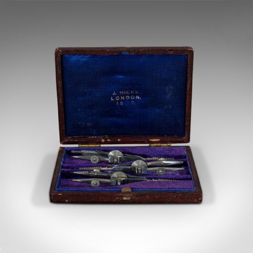 fig 1. Small Antique Draughtsman's Compass Set, Architect's, Technical Drawing, Hicks