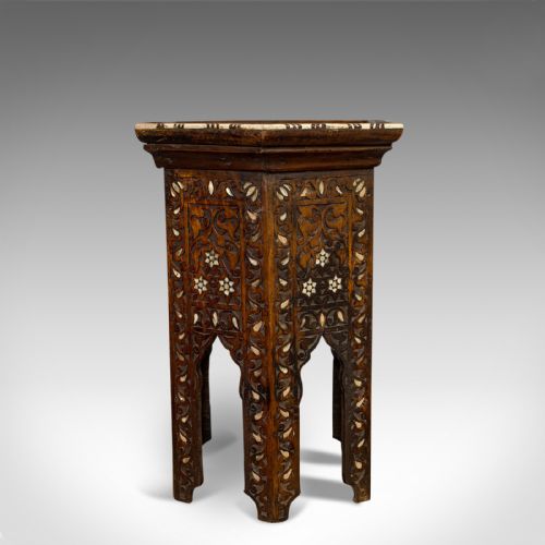 fig 2. Antique Side Table, Middle Eastern, Mahogany, Moorish, Wine, Occasional, C.1880
