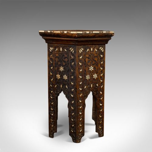 fig 3. Antique Side Table, Middle Eastern, Mahogany, Moorish, Wine, Occasional, C.1880