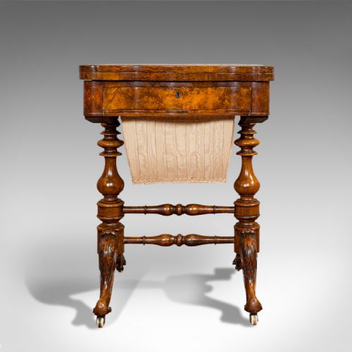 fig 1. Antique Games Table, English, Walnut, Burr, Chess, Backgammon, Victorian, C.1860
