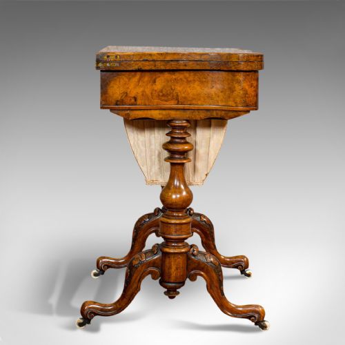 fig 3. Antique Games Table, English, Walnut, Burr, Chess, Backgammon, Victorian, C.1860