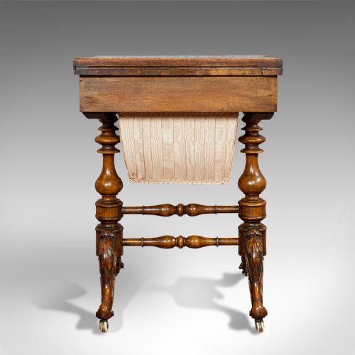 fig 4. Antique Games Table, English, Walnut, Burr, Chess, Backgammon, Victorian, C.1860