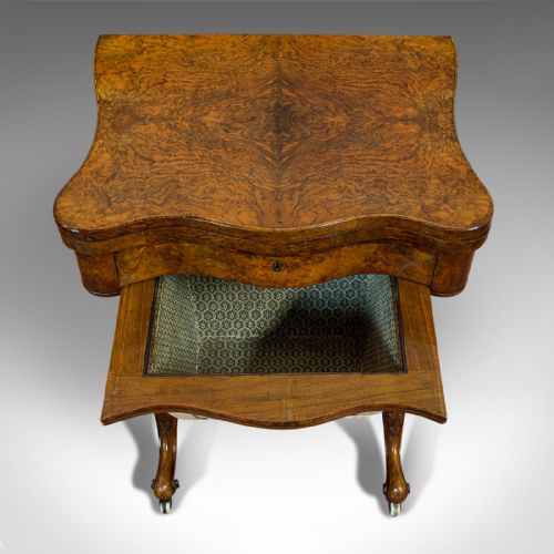 fig 6. Antique Games Table, English, Walnut, Burr, Chess, Backgammon, Victorian, C.1860