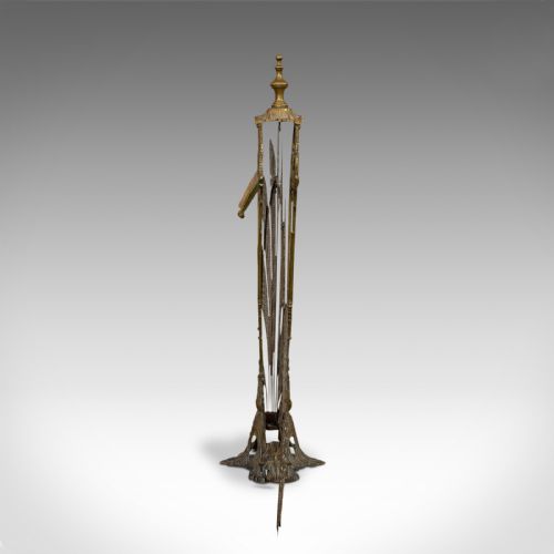 fig 4. Antique Peacock Fire Screen, French, Brass, Fireside, Art Nouveau, Victorian