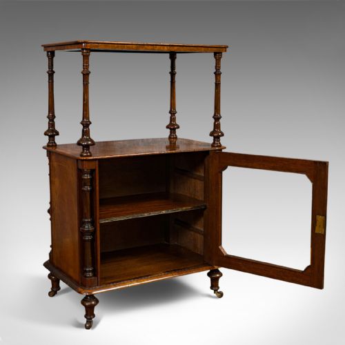 fig 1. Antique Music Cabinet, English, Walnut, Display Cupboard, Whatnot, Victorian