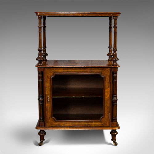 fig 2. Antique Music Cabinet, English, Walnut, Display Cupboard, Whatnot, Victorian