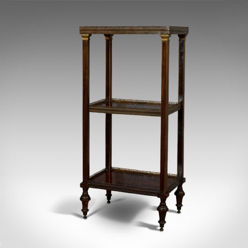 fig 2. Antique Etagere, Italian, Mahogany, Brass, 3 Tier, Whatnot, Victorian, C.1870