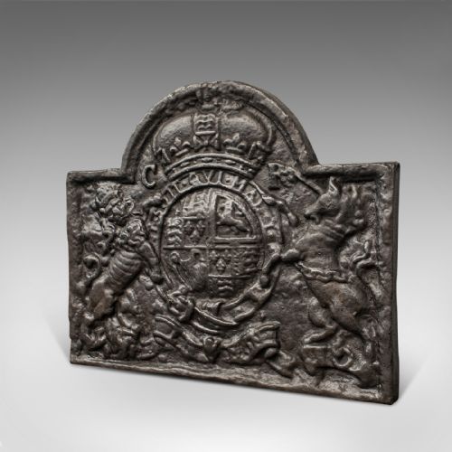 fig 2. Large Antique Fire Back, English, Cast Iron, Fireplace, Fireside, Victorian