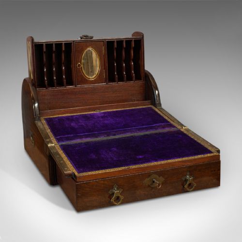 fig 1. Antique Campaign Writing Slope, Ship's Captain, Correspondence, Desk, Victorian