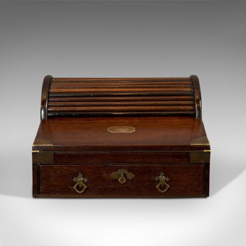 fig 2. Antique Campaign Writing Slope, Ship's Captain, Correspondence, Desk, Victorian