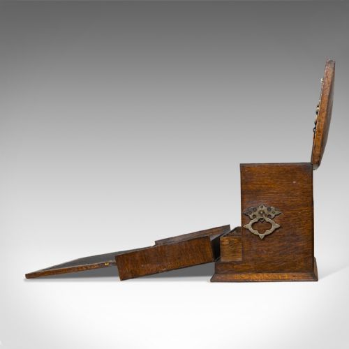 fig 3. Antique Writing Slope, English, Oak, Travelling Correspondence Box, Edwardian