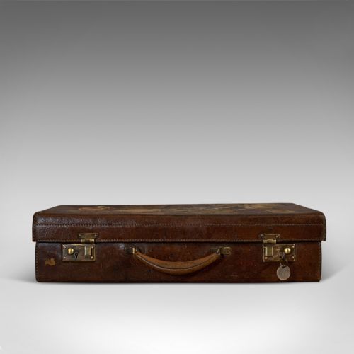 fig 2. Antique Suitcase, Leather, Gentleman's Overnight Case, Travel Bag, Edwardian