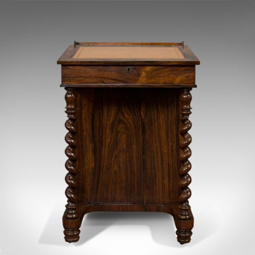 fig 1. Antique Davenport, English, Rosewood, Satinwood, Writing Desk, Victorian, C.1880