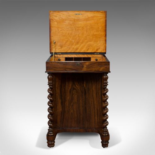 fig 2. Antique Davenport, English, Rosewood, Satinwood, Writing Desk, Victorian, C.1880