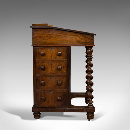 fig 4. Antique Davenport, English, Rosewood, Satinwood, Writing Desk, Victorian, C.1880
