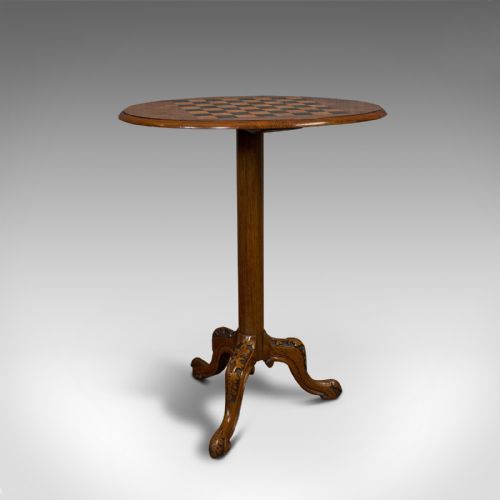 Antique Chess Table, English, Burr Walnut, Mahogany, Games, Side, Edwardian