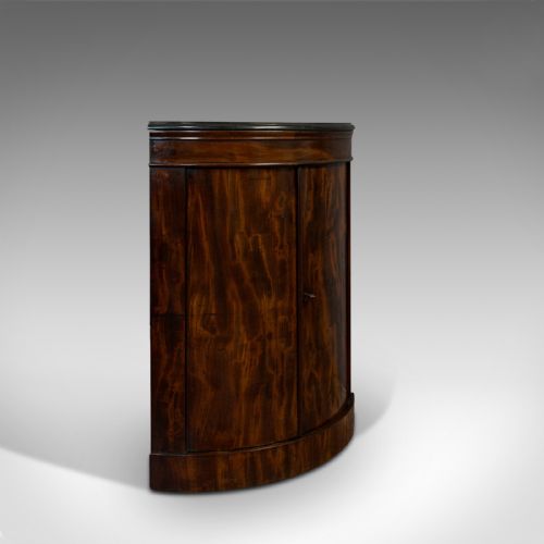 Antique Corner Cupboard, Mahogany, Bow Front, Floor Standing, Georgian, C.1780