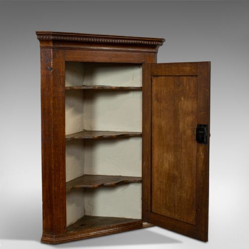 fig 1. Antique George III Corner Cupboard, English, Oak, Wall Cabinet, Georgian, C.1800
