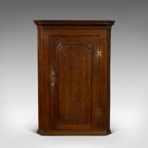 fig 4. Antique George III Corner Cupboard, English, Oak, Wall Cabinet, Georgian, C.1800