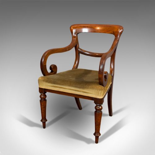 fig 2. Antique Serpentine Arm Chair, English, Mahogany, Elbow Seat, Regency, Circa 1820