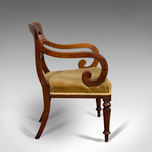 fig 3. Antique Serpentine Arm Chair, English, Mahogany, Elbow Seat, Regency, Circa 1820
