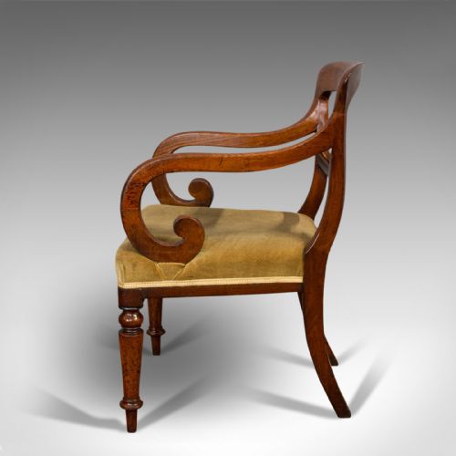 fig 5. Antique Serpentine Arm Chair, English, Mahogany, Elbow Seat, Regency, Circa 1820