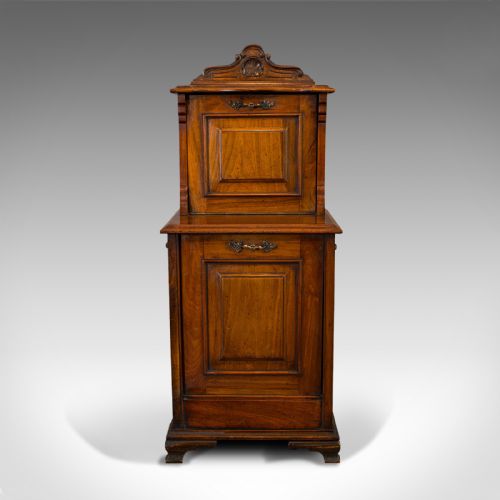 fig 2. Antique Purdonium, English, Walnut, Fireside Bin, Cabinet, Victorian, Circa 1890