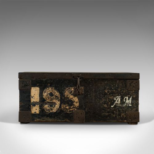 fig 2. Antique Farrier's Chest, English, Pine, Iron, Tool Trunk, Edwardian, Circa 1910