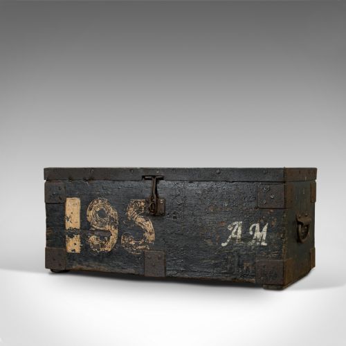 fig 3. Antique Farrier's Chest, English, Pine, Iron, Tool Trunk, Edwardian, Circa 1910