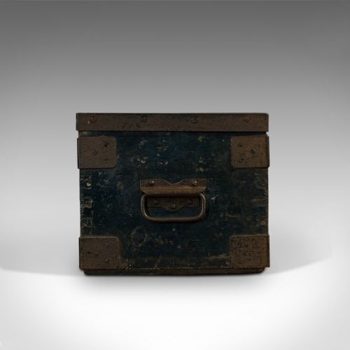 fig 4. Antique Farrier's Chest, English, Pine, Iron, Tool Trunk, Edwardian, Circa 1910