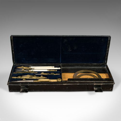 fig 1. Antique Technical Drawing Set, Architect, Cartographer, Instruments, ANCSL, 1920