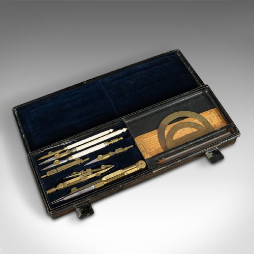 fig 2. Antique Technical Drawing Set, Architect, Cartographer, Instruments, ANCSL, 1920