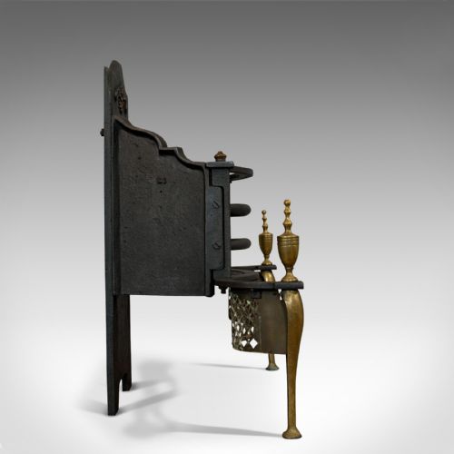 fig 3. Antique Fireplace, English, Cast Iron, Fire Basket, Regency Revival, Victorian