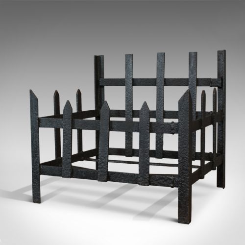 fig 2. Antique Fire Basket, Wrought Iron, Firewood, Log Burner, Grate, Victorian, 1900