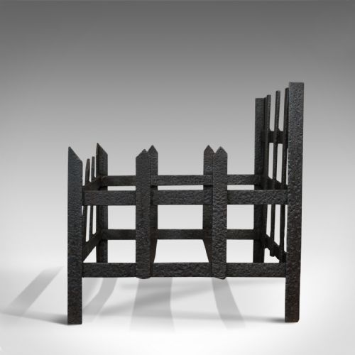 fig 3. Antique Fire Basket, Wrought Iron, Firewood, Log Burner, Grate, Victorian, 1900