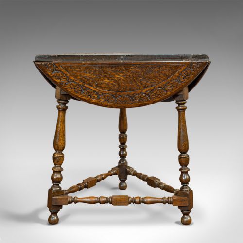 fig 3. Antique Cricket Table, English, Oak, Drop Leaf, Lamp, Occasional, Edwardian