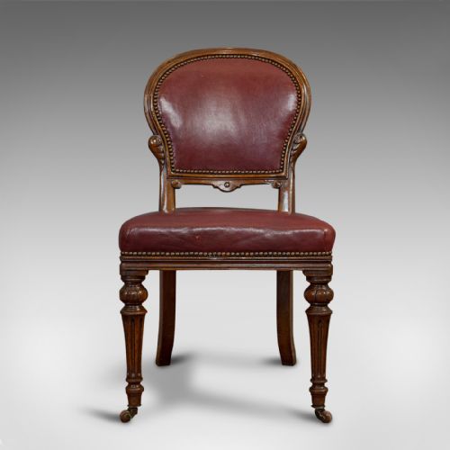 fig 3. Pair Of Antique Chairs, Walnut, Leather, Seat, Doveston, Bird & Hull, Victorian