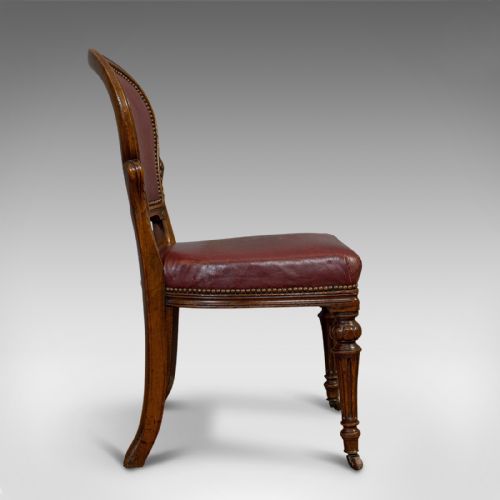 fig 4. Pair Of Antique Chairs, Walnut, Leather, Seat, Doveston, Bird & Hull, Victorian