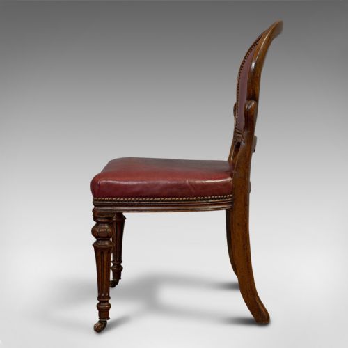 fig 5. Pair Of Antique Chairs, Walnut, Leather, Seat, Doveston, Bird & Hull, Victorian
