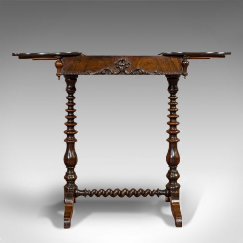 fig 2. Antique Collector's Table, Walnut, Rosewood, Craft, Hobby Stand, Victorian, 1900