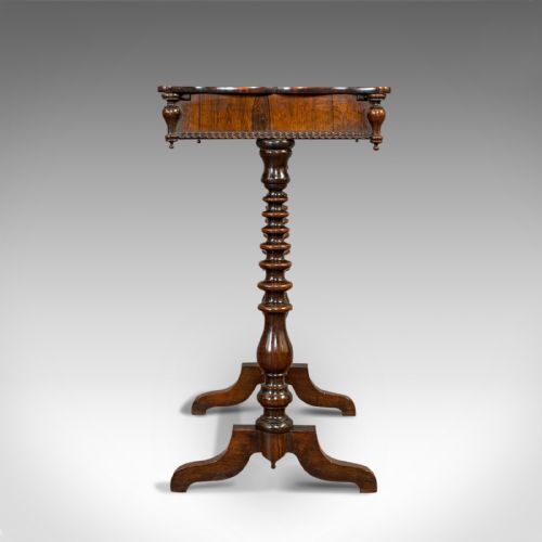 fig 4. Antique Collector's Table, Walnut, Rosewood, Craft, Hobby Stand, Victorian, 1900