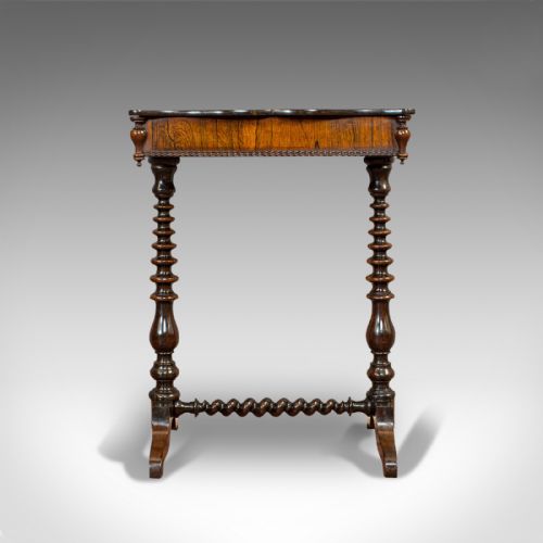 fig 5. Antique Collector's Table, Walnut, Rosewood, Craft, Hobby Stand, Victorian, 1900