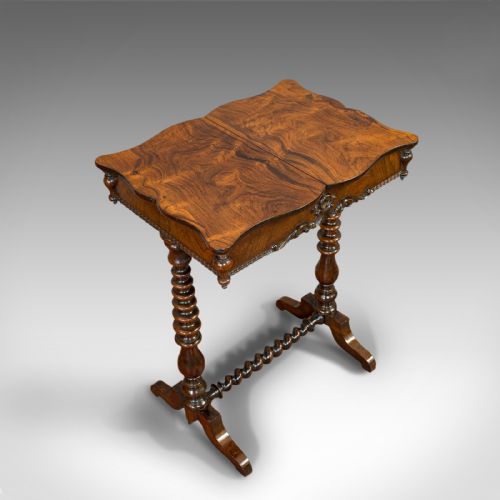 fig 6. Antique Collector's Table, Walnut, Rosewood, Craft, Hobby Stand, Victorian, 1900
