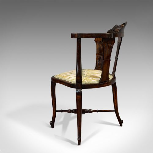 fig 4. Antique Corner Arm Chair, French, Beech, Seat, Art Nouveau, Victorian, C.1890