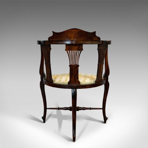 fig 5. Antique Corner Arm Chair, French, Beech, Seat, Art Nouveau, Victorian, C.1890